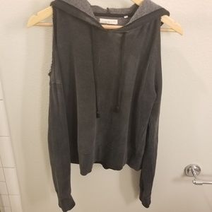 Cold Shoulder Distressed Hoodie Size S